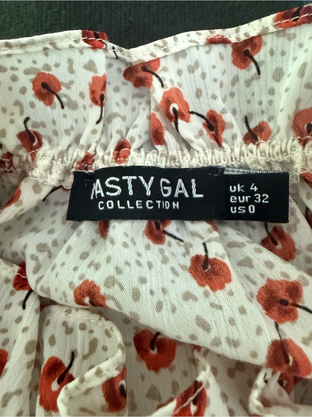 Nasty Gal Cream Mini Dress with Rust Floral Motif